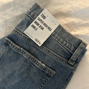 Eunina Distressed High Rise Jeans in Blue